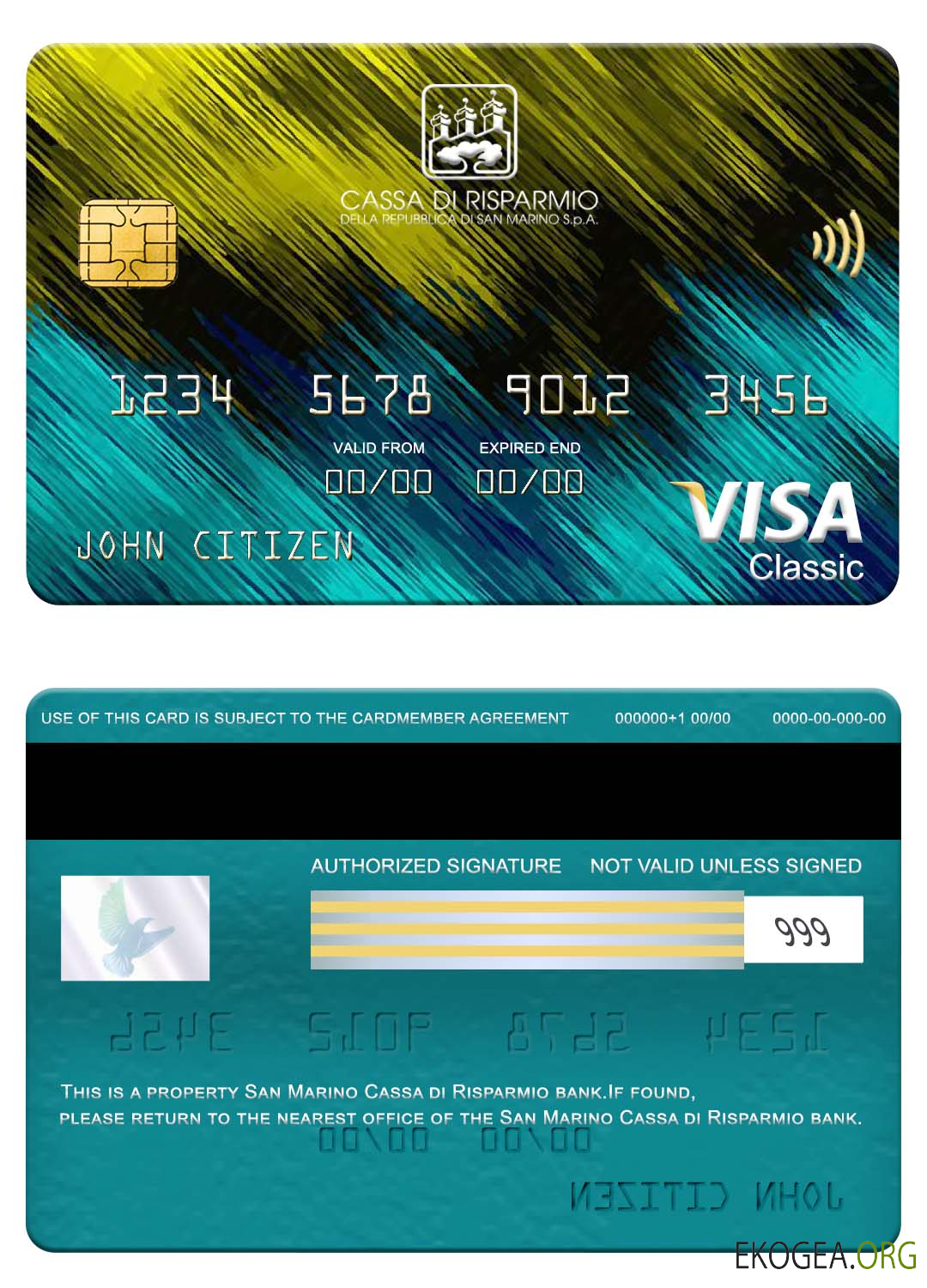 Carte visa classique de la banque Cassa di Risparmio de Saint Marin